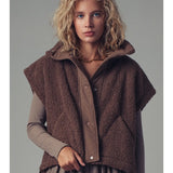 Quilted Collar Boxy Sherpa Vest