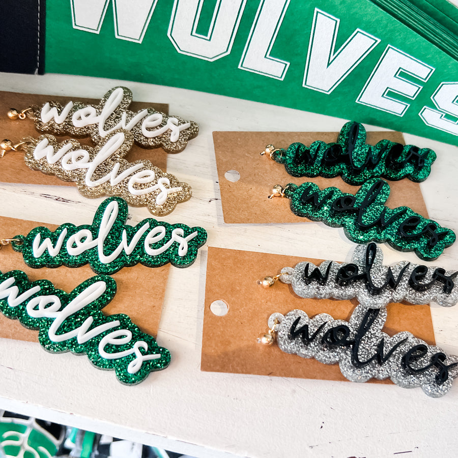 Wolves Double Stacked Acrylic Earrings