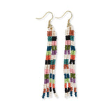 June Mini Checkered Pattern Petite Beaded Fringe Earrings