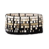 Natalia Mixed Luxe Bead Gradient Stretch Bracelet Black/White