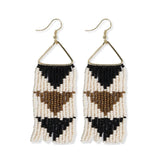 Whitney Flipped Triangle Beaded Fringe Earrings Black/White