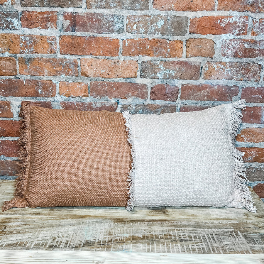 Pink/Rust Cotton Lumbar Pillow 28x14”
