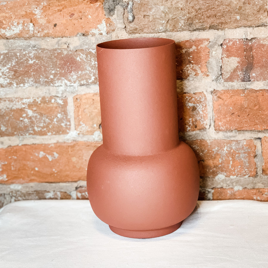Matte Rust Metal Bubble Bottom Vase