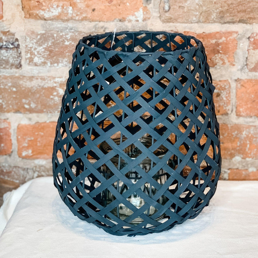 Black Woven Wood Candle Holder - MarketPlaceManning