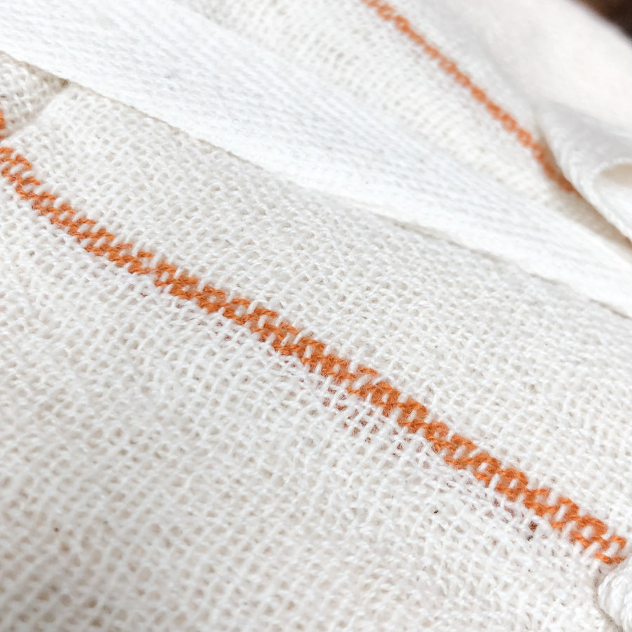 Rust & Natural Stripe/Grid Cloth Napkins 18”
