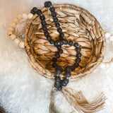 Black Glass Bead Garland w/ Tassel 45.5"