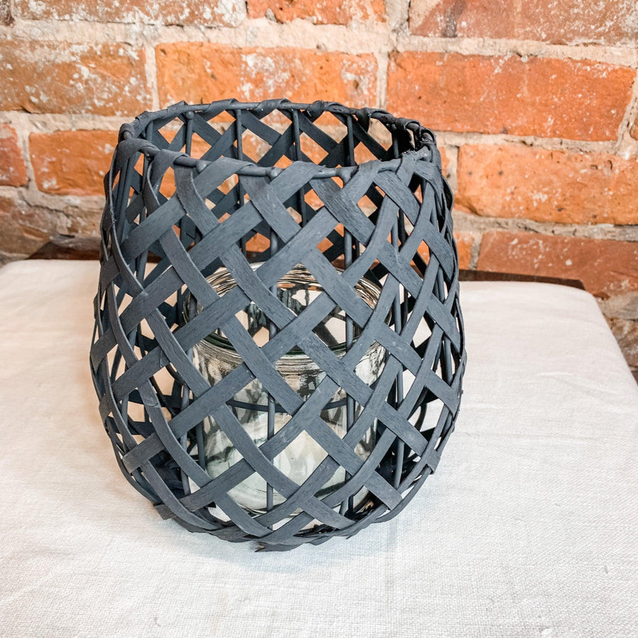 Black Woven Wood Candle Holder - MarketPlaceManning