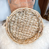 Woven Round Basket w/ Wood Bead Handle