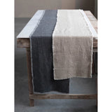 Natural Linen Blend Table Runner w/ Frayed Edges 108x14"