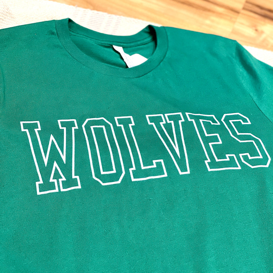 Wolves Outline Green Tee