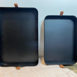 Black w/ Leather Handle Rectangle Tray - MarketPlaceManning