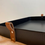 Black w/ Leather Handle Rectangle Tray - MarketPlaceManning