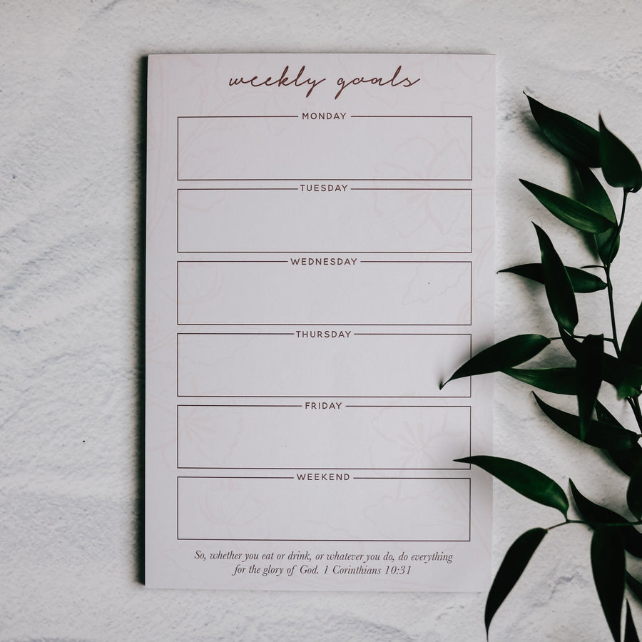Weekly Goals Notepad- Blush Floral