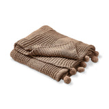 Beige Knit Pom Pom Throw 50x60”