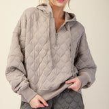 Plus Quilted Quarter Zip Hoodie