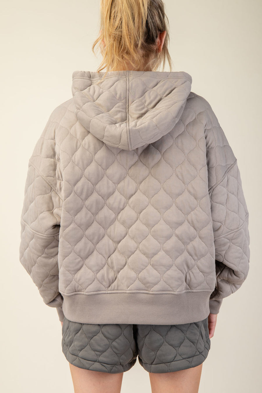 Plus Quilted Quarter Zip Hoodie