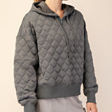Plus Quilted Quarter Zip Hoodie