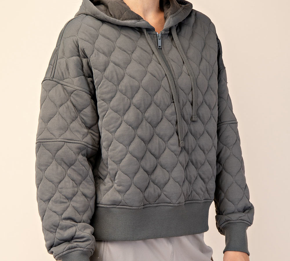 Plus Quilted Quarter Zip Hoodie