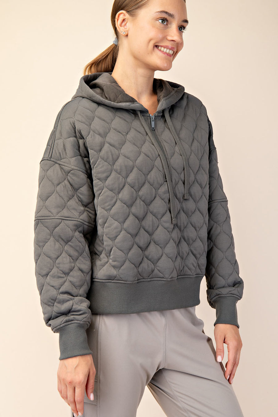 Quilted Quarter Zip Hoodie