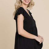 V-Neck Short Sleeve Top w/Ruching