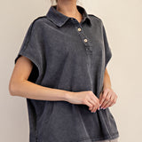Mineral Washed Polo Top