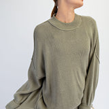 Oversized Crew Neck Tunic Sweater