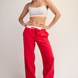 French Terry Color Contrast Ribbed Pant