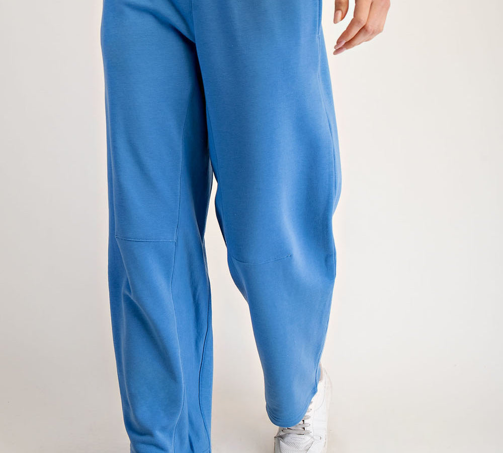French Terry Color Contrast Ribbed Pant
