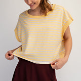 Striped French Terry Open Back Top