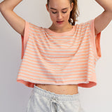 Striped French Terry Open Back Top