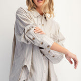 Long Sleeve Reworked Button Down Top