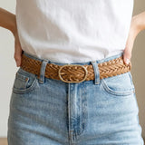 Wide Braided Vegan Leather Belt