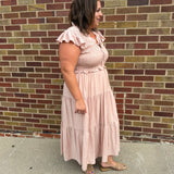 Plus Smocked Ruffle Tiered Midi Dress