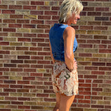 Western Print Elastic Waist Pull On Shorts