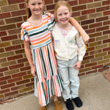 Girls Boho Rainbow Stripe Dress