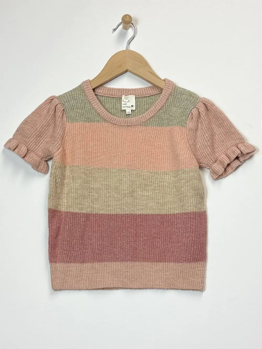 Girls Puff Sleeve Cropped Sweater