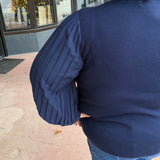 Plus Pleated Long Sleeve Knit Top