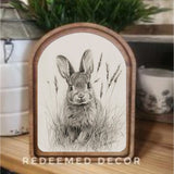 Arch Top Bunny Sketch Sign 8.25x11"