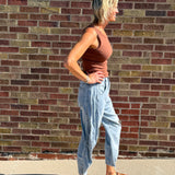 Denim Cropped Barrel Pants