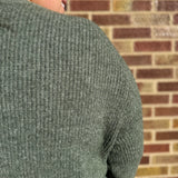 Contrast Ribbed Chest Pocket Pullover Sweater
