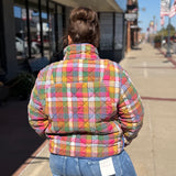 Vintage Plaid Quilted Jacket w/Pockets