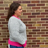 Contrasting Stripe Color Pullover