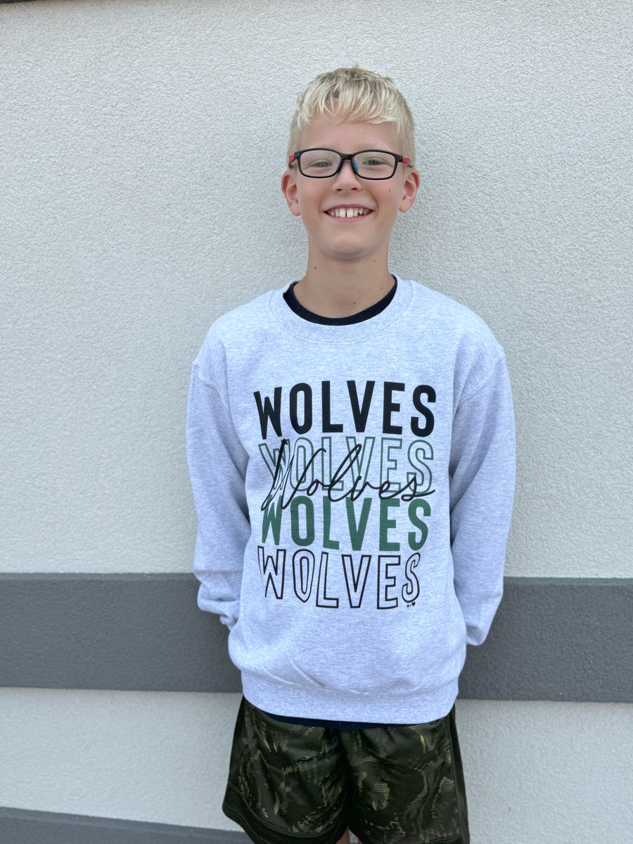 Wolves Youth Repeating Outline Sweatshirt