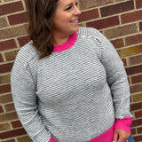 Contrasting Stripe Color Pullover