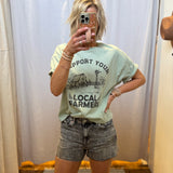 Support Your Local Farmers Long Crop Top