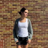 Ribbed Raglan Sleeve Cardigan w/ Pocket