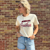 Nebraska Embroidered Laso Luxe Crop Tee