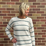 Crew Neck Striped Sweater Pullover