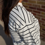 Oversized Striped Short Sleeve Sweater