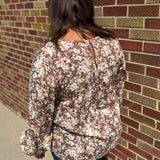 Plus Woven Floral Long Sleeve